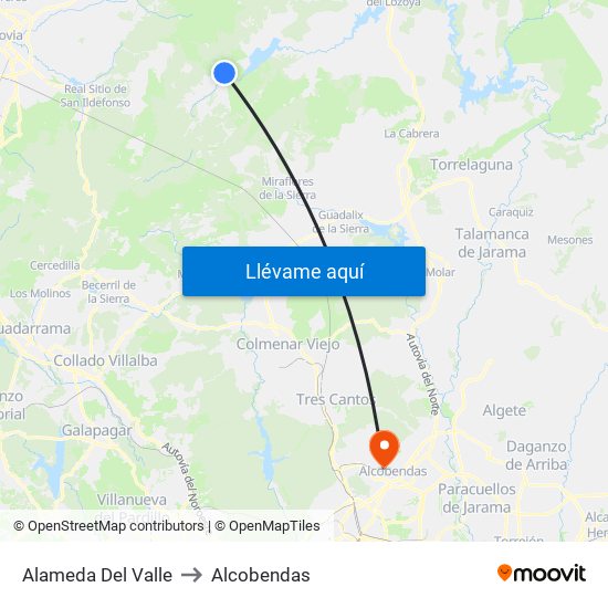 Alameda Del Valle to Alcobendas map