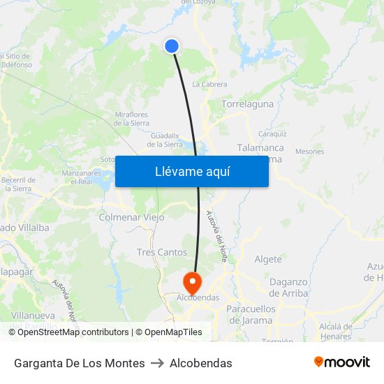 Garganta De Los Montes to Alcobendas map