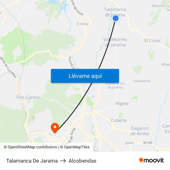 Talamanca De Jarama to Alcobendas map