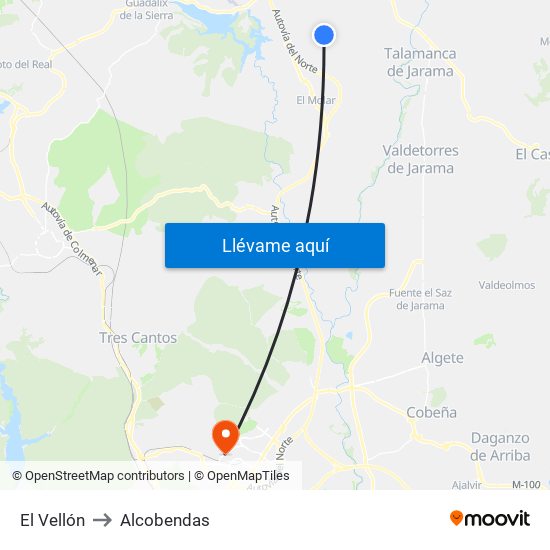 El Vellón to Alcobendas map