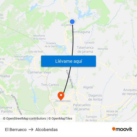 El Berrueco to Alcobendas map