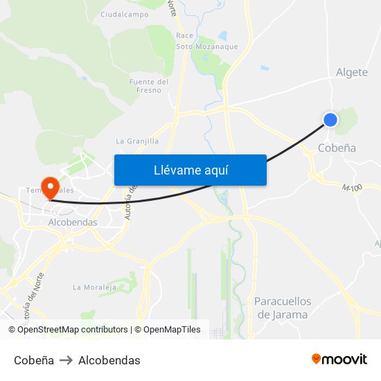 Cobeña to Alcobendas map