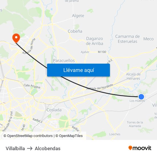 Villalbilla to Alcobendas map