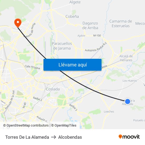 Torres De La Alameda to Alcobendas map
