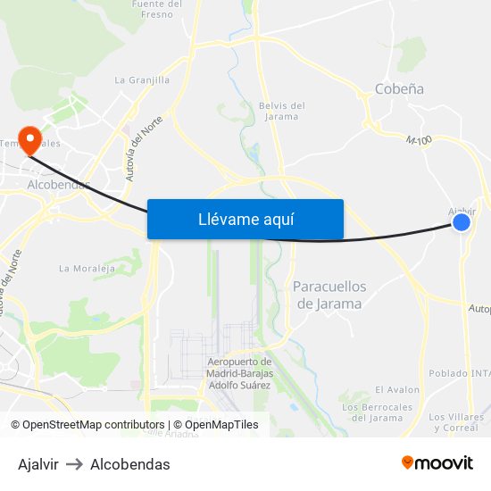 Ajalvir to Alcobendas map