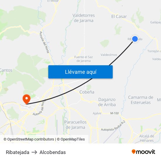 Ribatejada to Alcobendas map