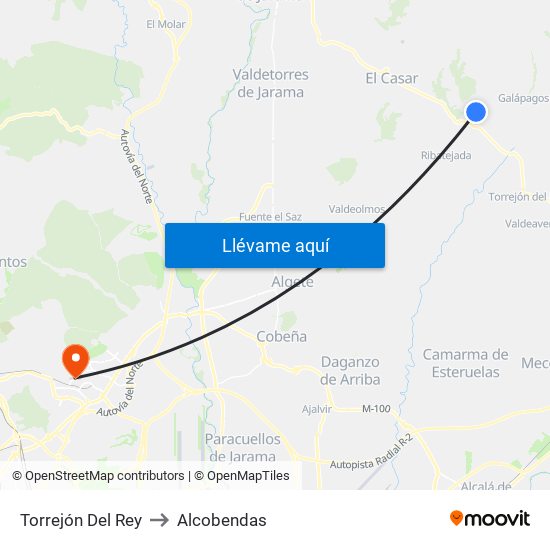 Torrejón Del Rey to Alcobendas map