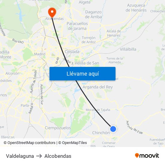 Valdelaguna to Alcobendas map