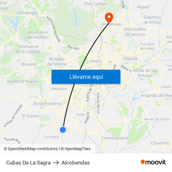 Cubas De La Sagra to Alcobendas map