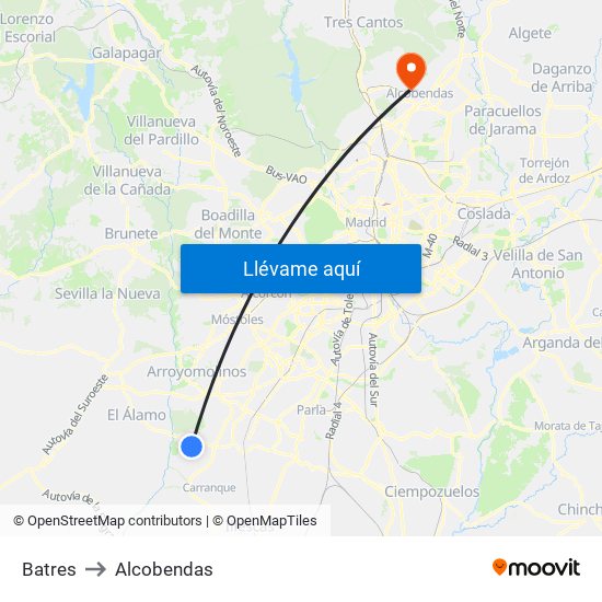 Batres to Alcobendas map