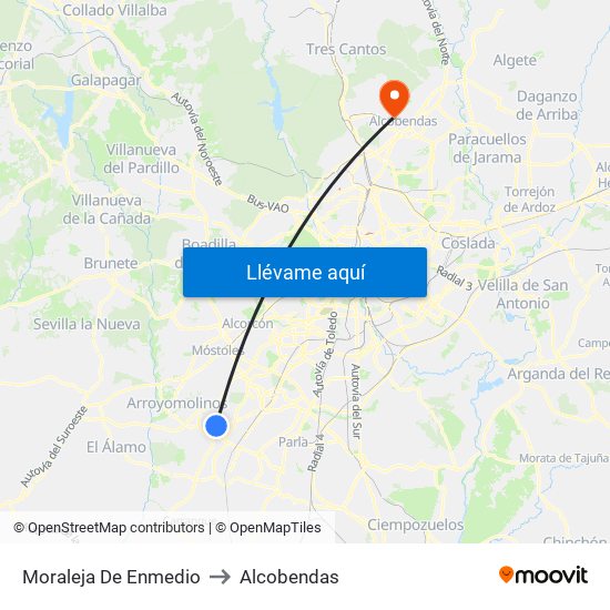 Moraleja De Enmedio to Alcobendas map