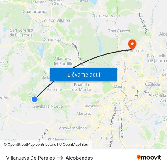 Villanueva De Perales to Alcobendas map