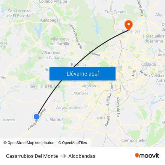 Casarrubios Del Monte to Alcobendas map