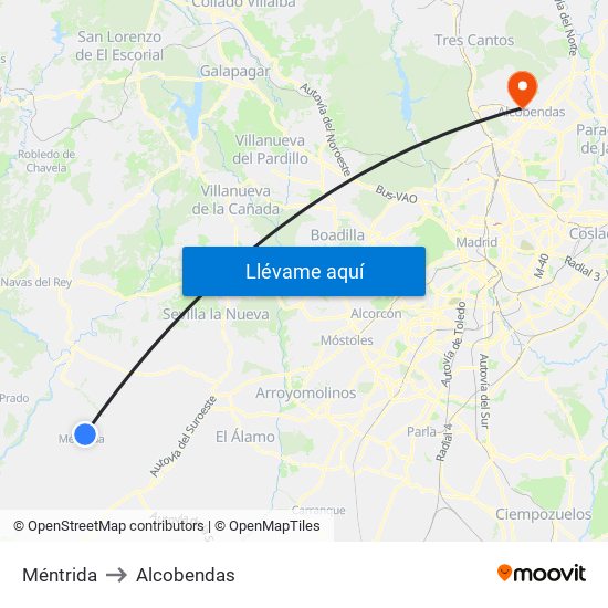 Méntrida to Alcobendas map