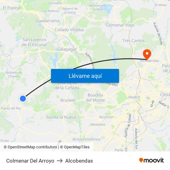 Colmenar Del Arroyo to Alcobendas map