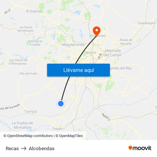 Recas to Alcobendas map