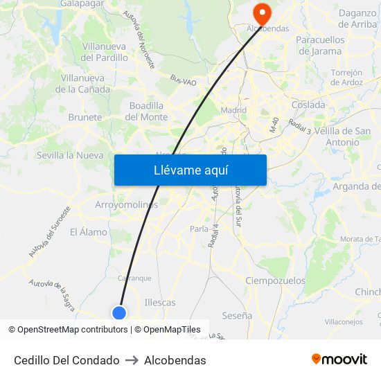 Cedillo Del Condado to Alcobendas map