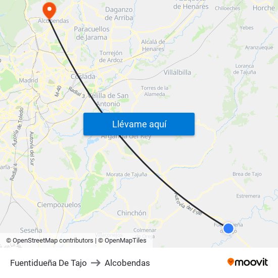 Fuentidueña De Tajo to Alcobendas map