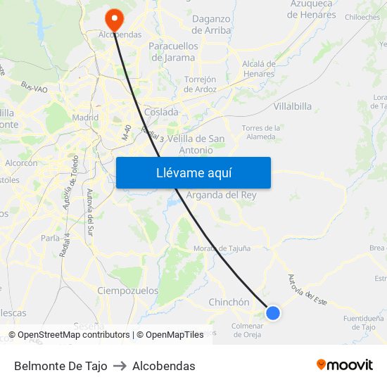 Belmonte De Tajo to Alcobendas map