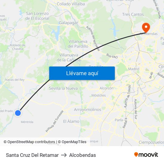Santa Cruz Del Retamar to Alcobendas map