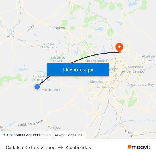 Cadalso De Los Vidrios to Alcobendas map