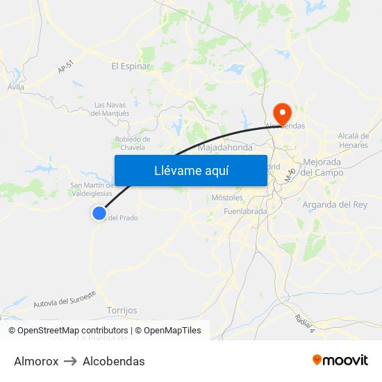Almorox to Alcobendas map