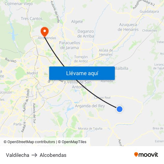 Valdilecha to Alcobendas map