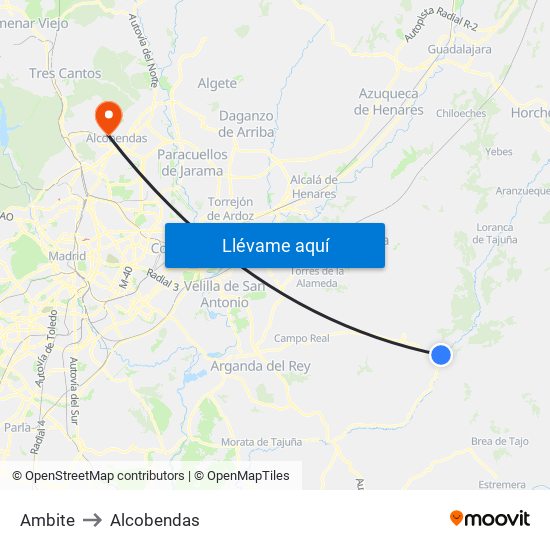 Ambite to Alcobendas map