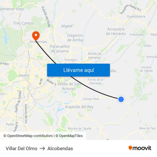 Villar Del Olmo to Alcobendas map