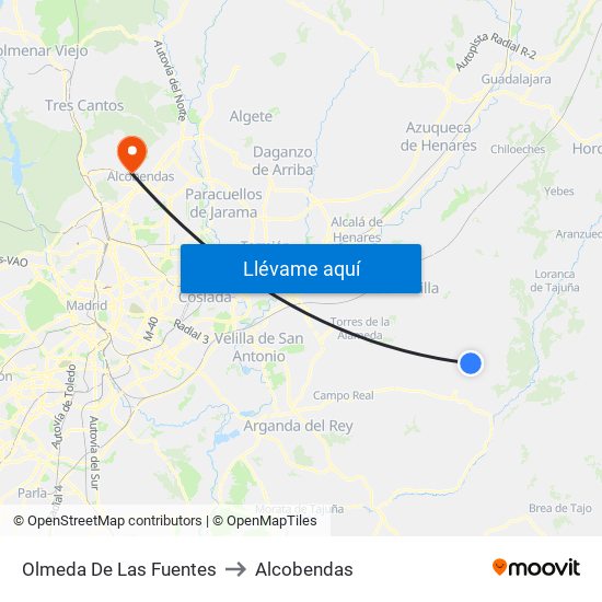 Olmeda De Las Fuentes to Alcobendas map