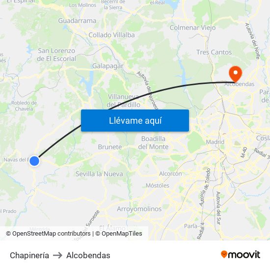 Chapinería to Alcobendas map