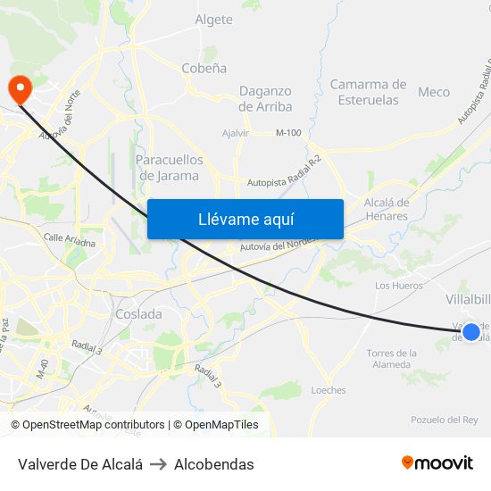 Valverde De Alcalá to Alcobendas map