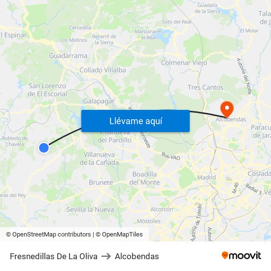 Fresnedillas De La Oliva to Alcobendas map