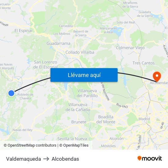 Valdemaqueda to Alcobendas map