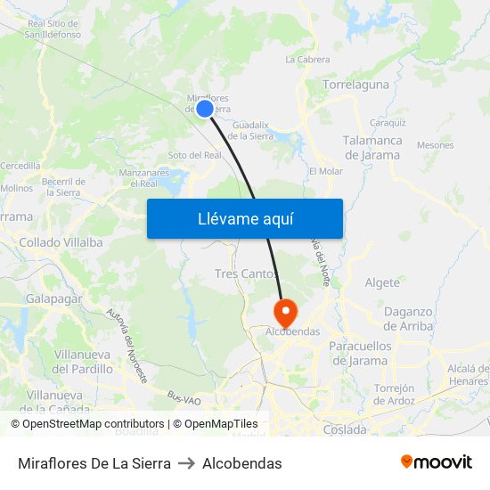 Miraflores De La Sierra to Alcobendas map