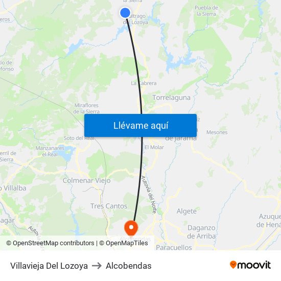 Villavieja Del Lozoya to Alcobendas map