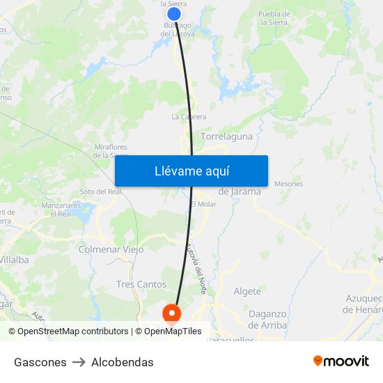 Gascones to Alcobendas map