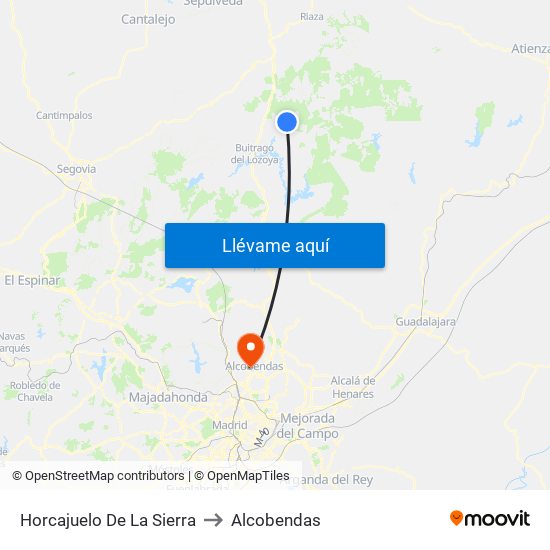 Horcajuelo De La Sierra to Alcobendas map