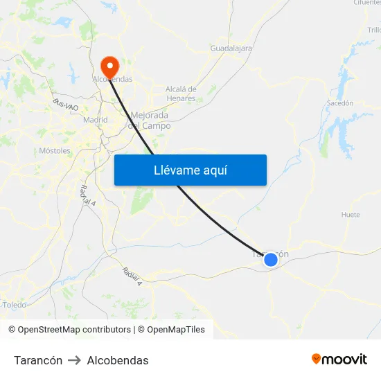 Tarancón to Alcobendas map