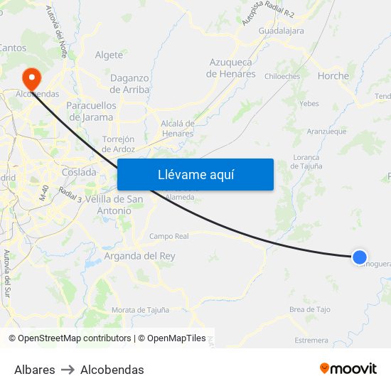 Albares to Alcobendas map