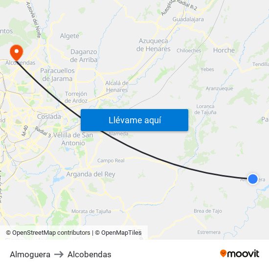 Almoguera to Alcobendas map