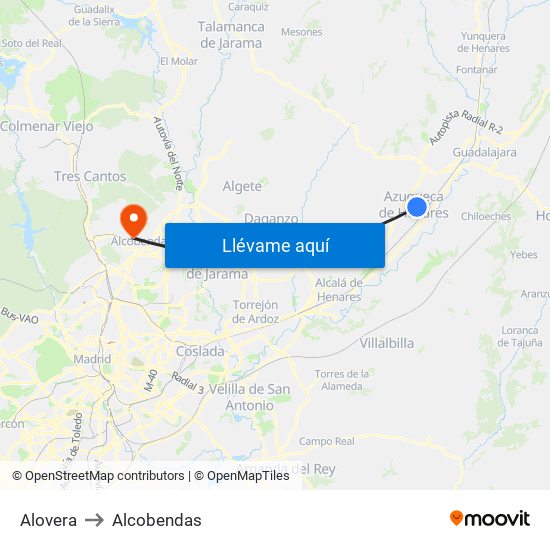 Alovera to Alcobendas map