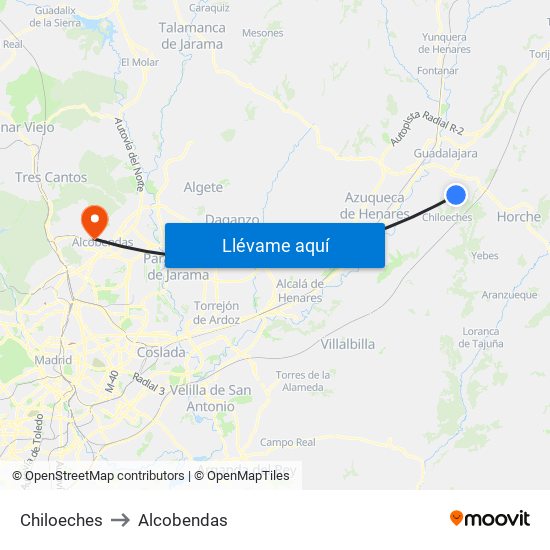 Chiloeches to Alcobendas map
