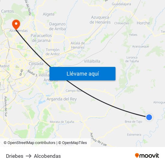 Driebes to Alcobendas map