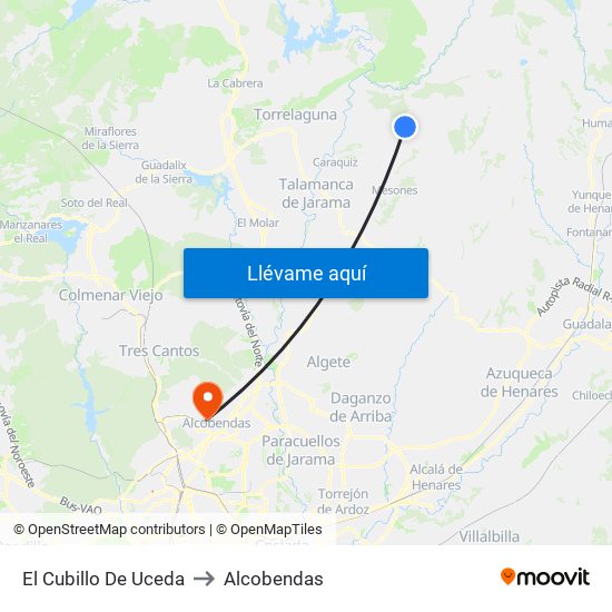 El Cubillo De Uceda to Alcobendas map