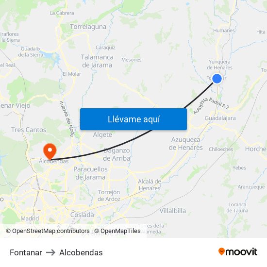 Fontanar to Alcobendas map