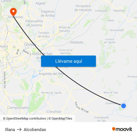 Illana to Alcobendas map