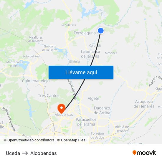 Uceda to Alcobendas map