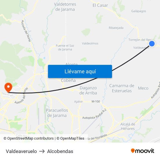 Valdeaveruelo to Alcobendas map