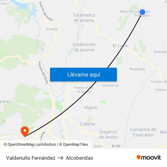 Valdenuño Fernández to Alcobendas map